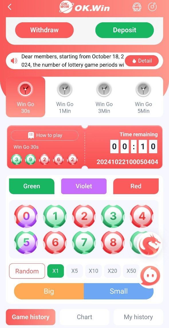 Real money withdrawal screen on Ok Win App